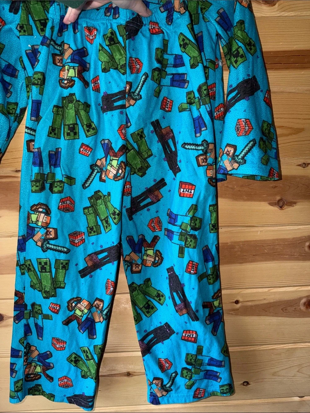 Minecraft Kids Blue Character Button-Up Pajama set